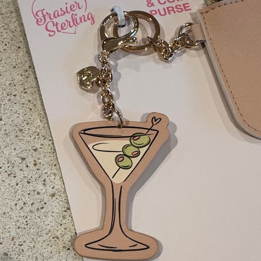 Frasier Sterling Tan Coin Purse and Martini Charm Set - Picture 3 of 6